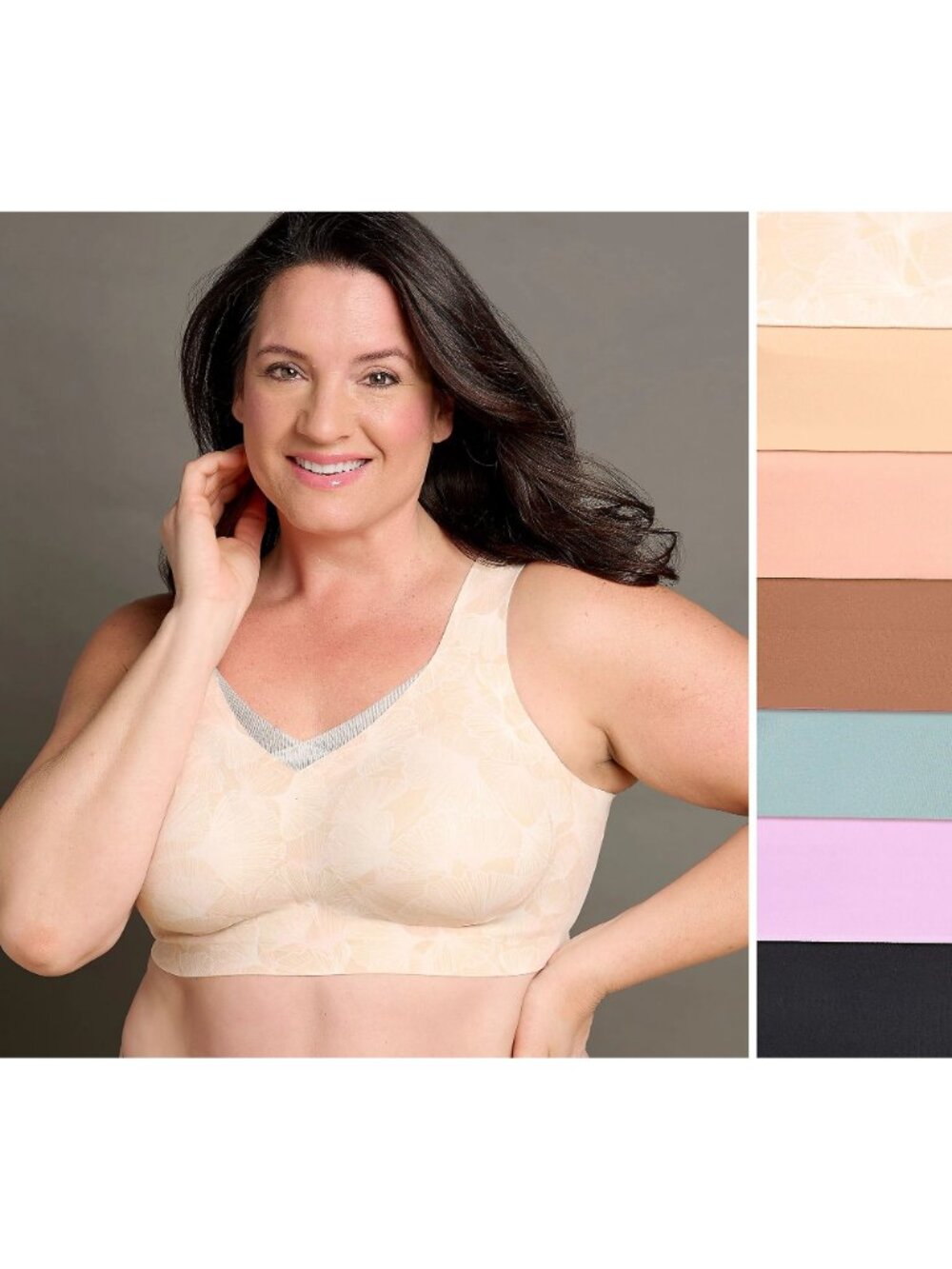 Evelyn & Bobbie Ultra Lift Defy Mesh Trimmed Bra Champagne Ginkgo L A679089 LN - Picture 2 of 4